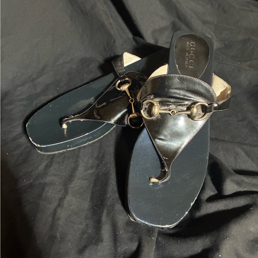 Gucci Black Leather Women's Sandals